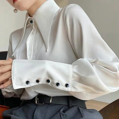 Women Chiffon Blouses 2025 Casual Stand Collar