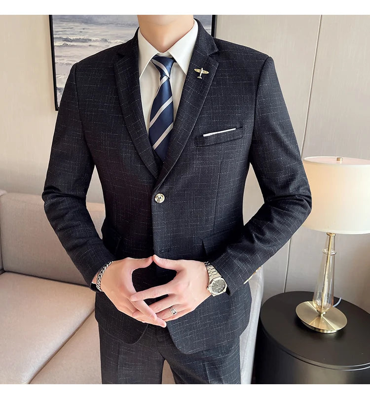 High Quality Men's Wedding Suit (suit + Vest + Trousers)