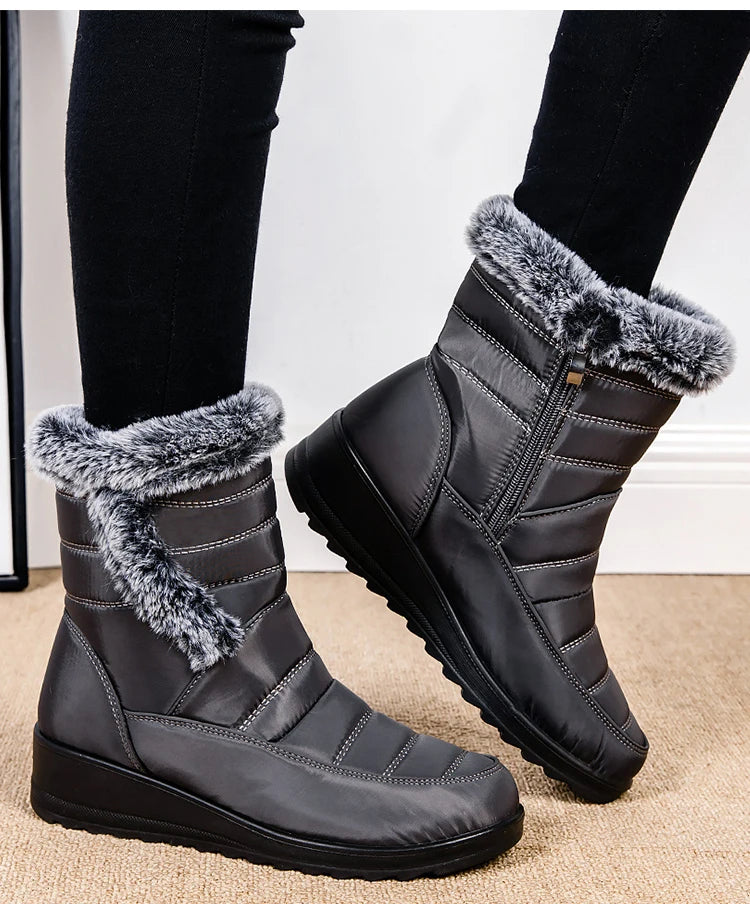 Women's Winter Boots Fur Winter Shoes For Women 2024 New Snow Boots Wedge Heels Ankle Botas Mujer Waterproof Winter Footwear