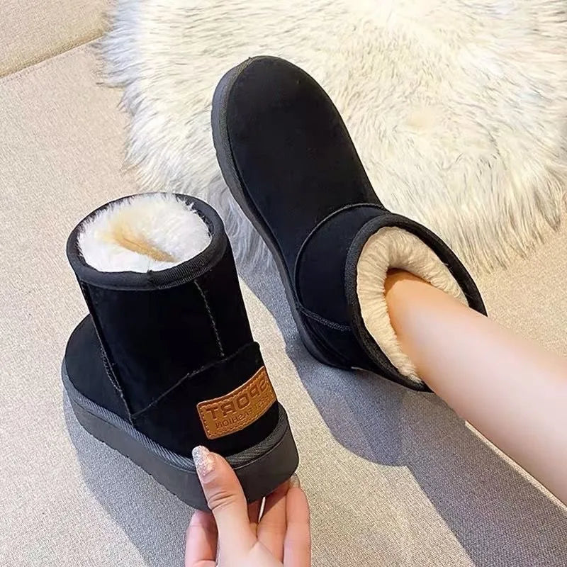 Cotton Shoes Women's Winter Boots 2024 New Snow Boots Women Plus Fleece Thickened Warm  Flat Short Boots Women Non-slip Boots