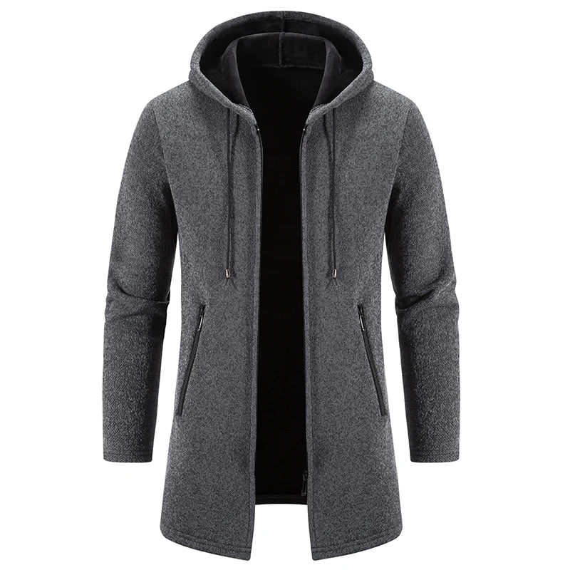 Mens Long Cardigan Full Zip Trench Coat.