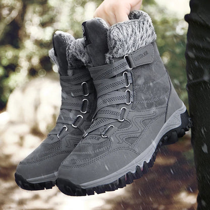 New Winter Men Snow Boots Fur Plush Warm Men Ankle Boots Plus Size Waterproof Men Boots Outdoor Non-Slip Hiking Boots Work Shoes