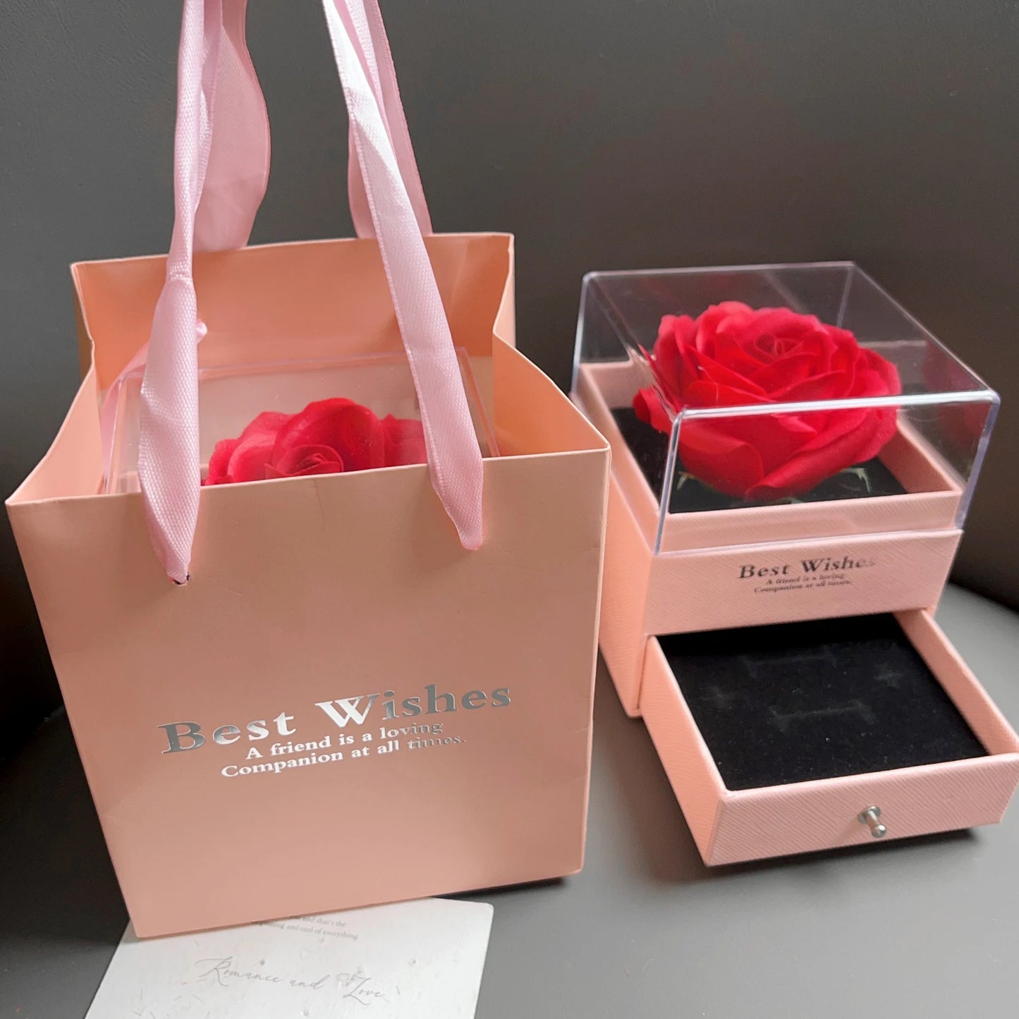 2025 Valentine Gift Box Sparkling Heart Love Necklace with Luxurious Rose Gift Boxes ForGirlfriend Mom Romantic Package Case