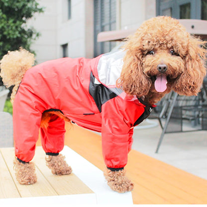 Pet Dog Raincoat The Dog Face Pet Clothes Jumpsuit Waterproof Dog.