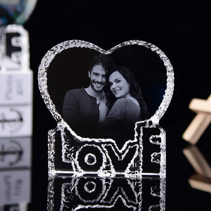 Love Crystal Photo Customized Picture Text NightLight Bluetooth Music Player Wedding Couple for Mother Father Day Christmas Gift