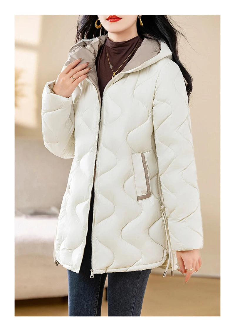 New Winter Jacket Parkas Women Coat Fur Collar Hooded Overcoat Female Jacket.