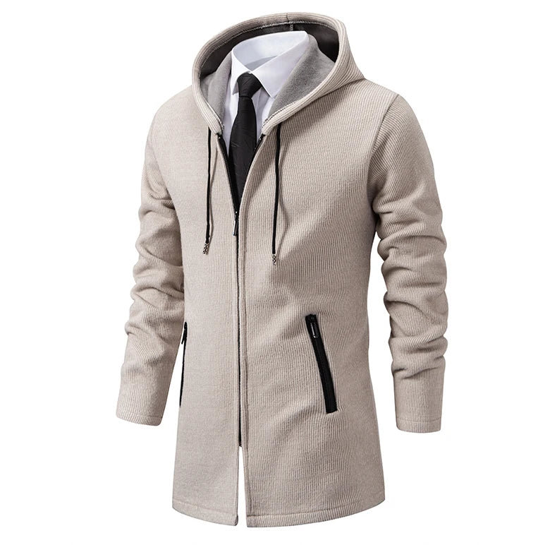 Mens Long Cardigan Full Zip Trench Coat.