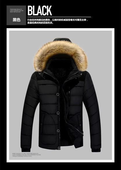 Male Warm Overcoat Wool Liner Coat Outerwear Thick Winter New Men Warm Cotton Jacket Coats Fur Collar Hooded Parka Down Jackets