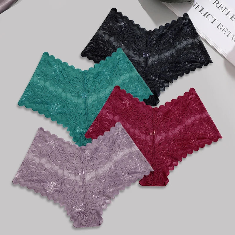 4pcs Lace Floral Boyshorts Underwear for Women.