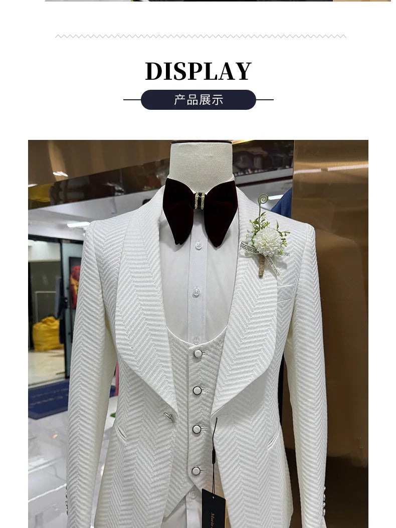 Men's 3 Pieces Formal Suit Set Blazer Vest Pants Wedding Groom Suits Best Man Dinner Engagement Tuxedo for Men Suits for Men