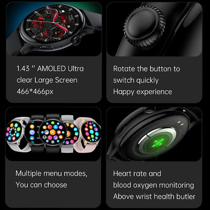 For Xiaomi New Smartwatch 1.43 Inch Full Screen Bluetooth Call Heart Rate Sleep Monitor Sports Models Smart Watch For Men Women