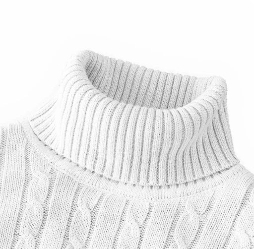 New Men's High Neck Sweater Solid Color Pullover Knitted Warm Casual