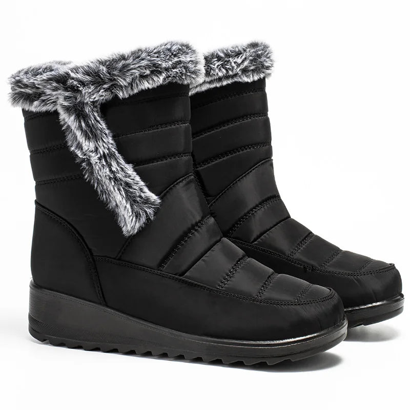 Women's Winter Boots Fur Winter Shoes For Women 2024 New Snow Boots Wedge Heels Ankle Botas Mujer Waterproof Winter Footwear