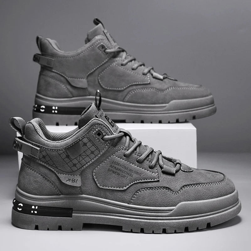 New winter fleece high-top men's boots Comfortable work shoes warm waterproof.