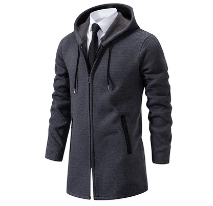 Mens Long Cardigan Full Zip Trench Coat.