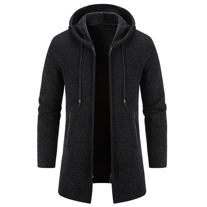 Men Long Sweatercoats Winter Hooded Cardigans Sweaters.