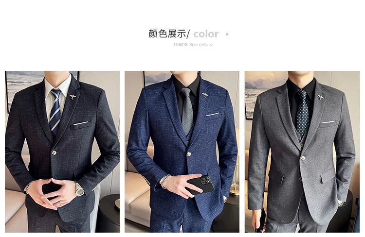 High Quality Men's Wedding Suit (suit + Vest + Trousers)