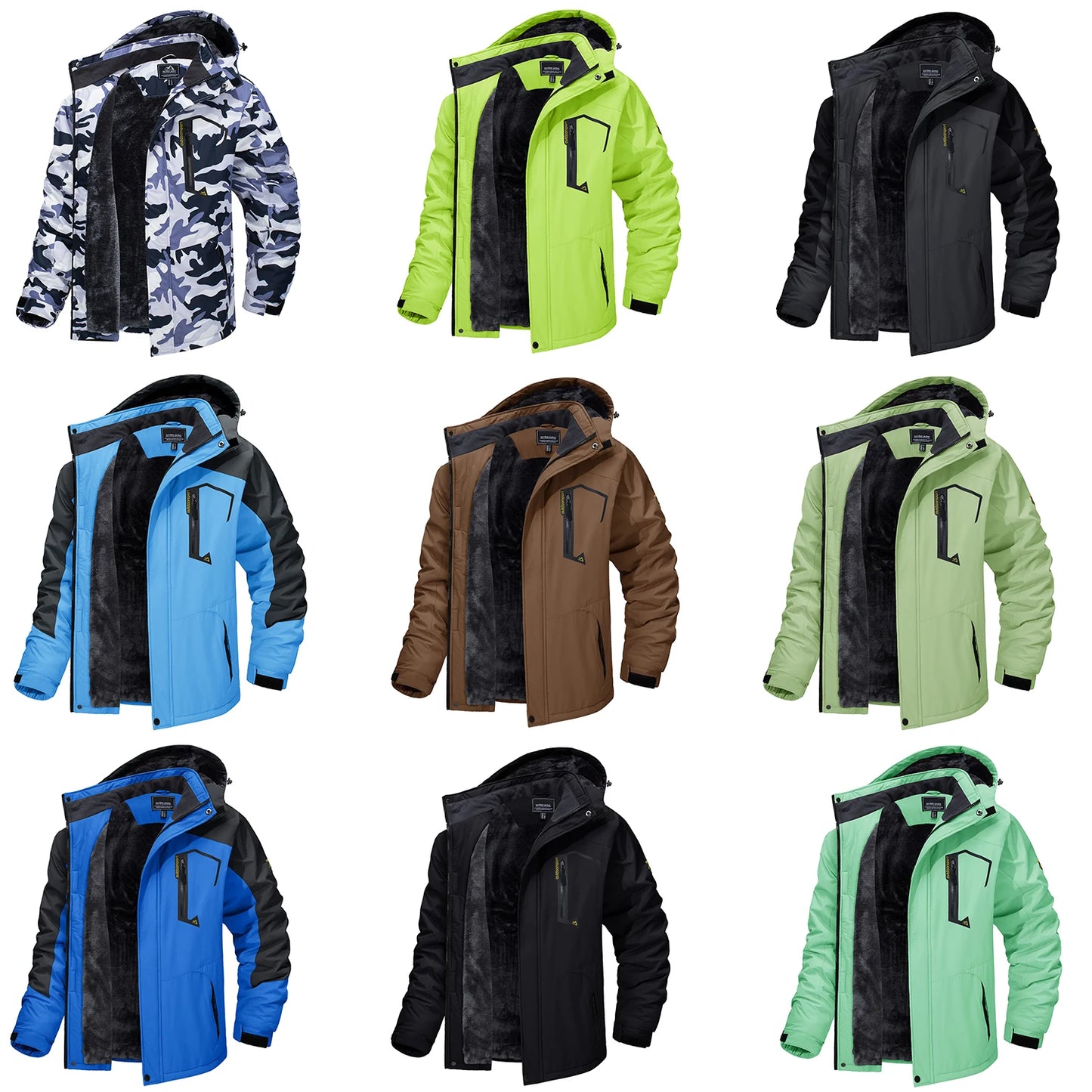 Fleece Lining Mountain Jackets Mens Hiking Jackets Outdoor Removable Hooded Coats Ski Snowboard Parka Winter Outwear