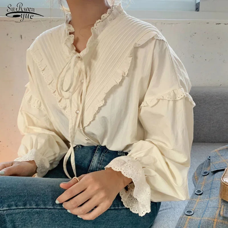 Women Chiffon Blouses 2025 Casual Stand Collar