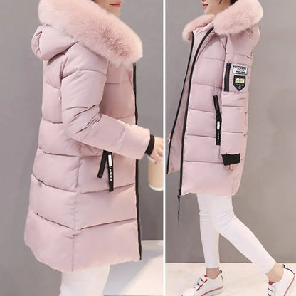 Women Coat Solid Color Thickened Padded Stuffed Hooded