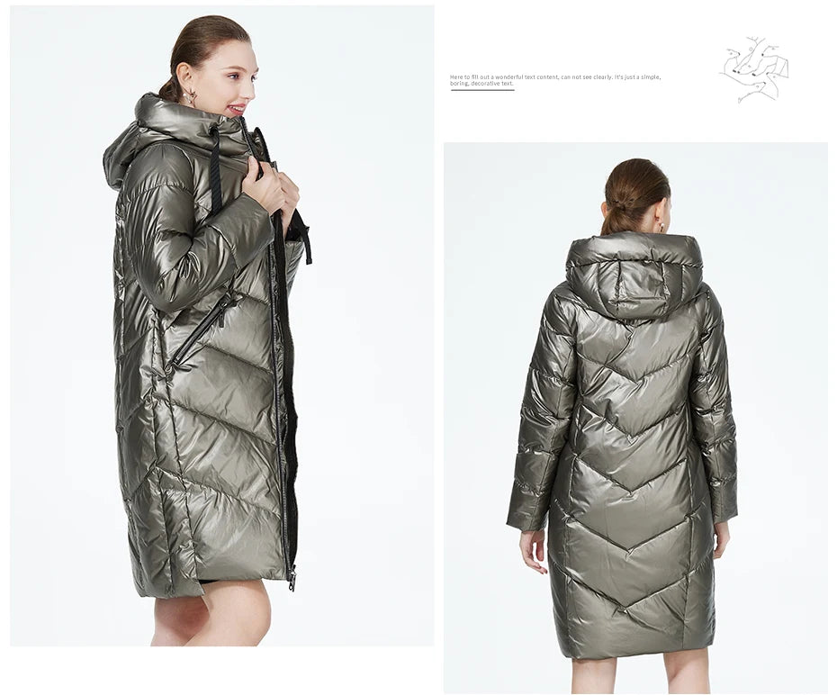 Hooded Jacket for Women, Warm Cotton Coat, Casual Parkas for Ladies, Fashion Brand, New, Winter.