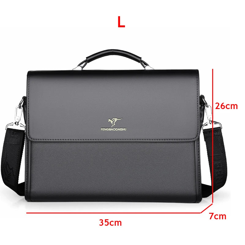 Leather Luxury Briefcases For Men Designer Work Business Tote Bolsas Black Handbag Shoulder Lawyer Square A4 Side Crossbody Bag