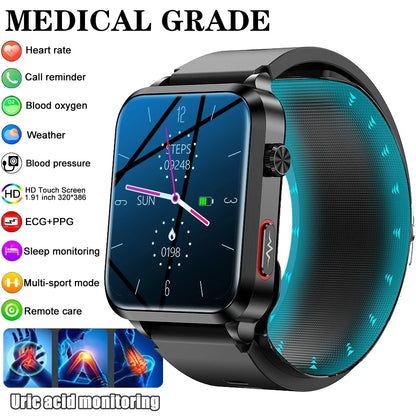 2024 New Medical Grade Smart Watch air Pump ECG True Accurately Blood Pressure Airbag health watch Uric Acid Blood Lipids watch