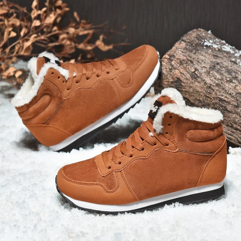 Winter Snow Boots Men Plush Warm Women Boots Suede Leather Ankle Boot Comfortable Light Couple Waterproof Sneakers Big Size 48