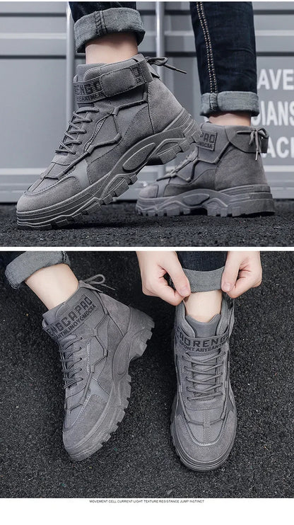 Men's Snow Boots New Autumn Winter British Style Fashion Anti-skid Comfortable Flat Shoes Outdoor Walking Sports Leisure Shoes