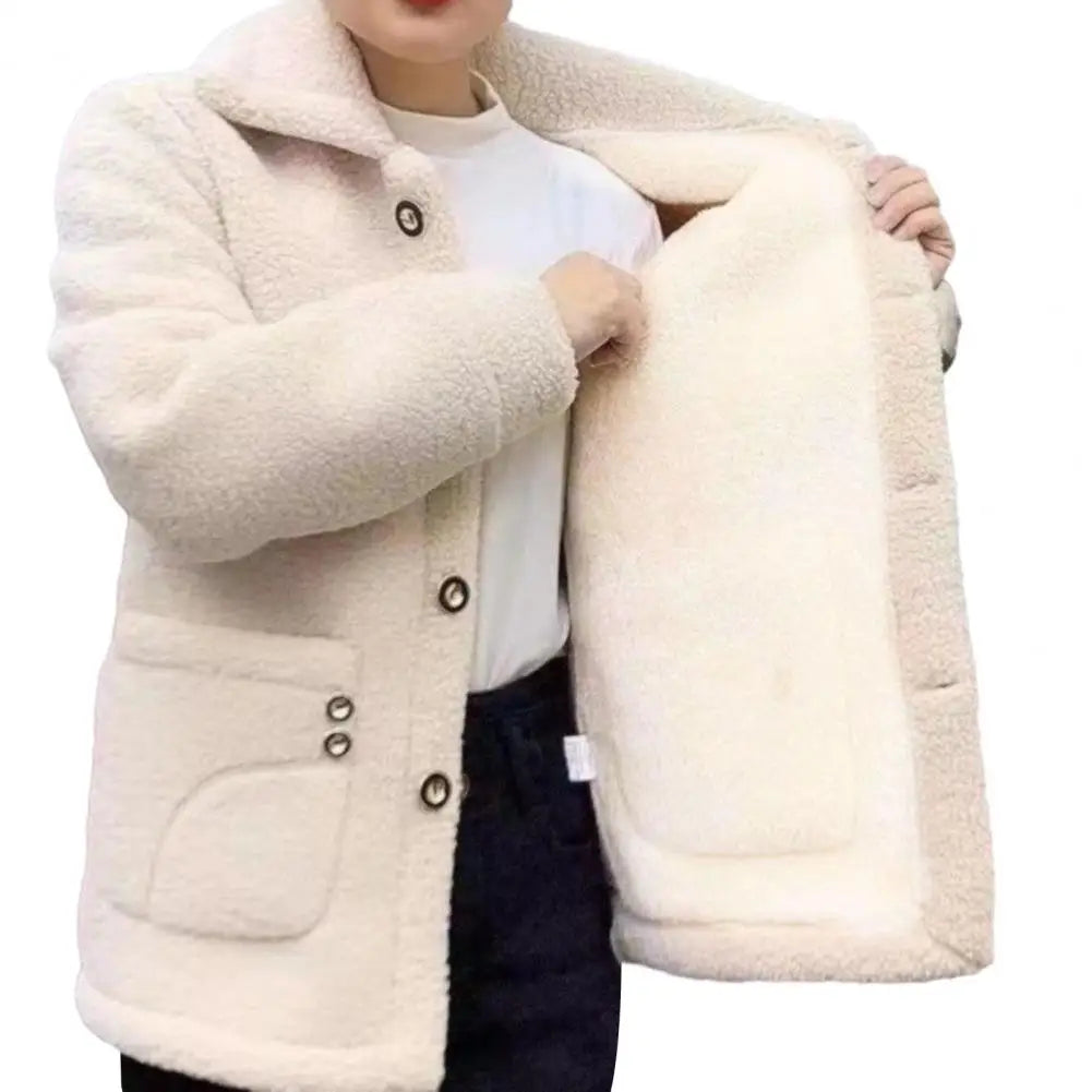 Women Jacket Coat Stylish Women's Lapel Jacket Coat with Imitation