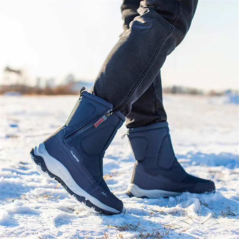 Large Size Winter Men's Boots Warm Plush Ankle Boots Sweat Wicking High-Top Warm Snow.