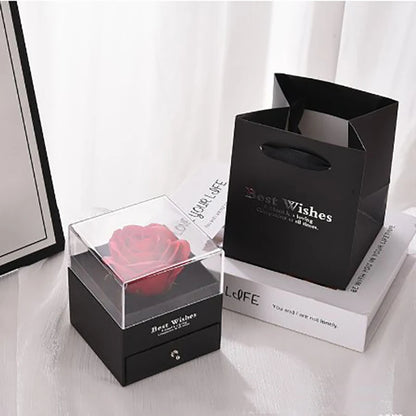 2025 Valentine Gift Box Sparkling Heart Love Necklace with Luxurious Rose Gift Boxes ForGirlfriend Mom Romantic Package Case