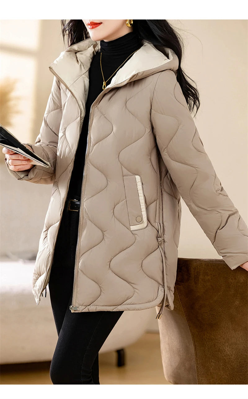 New Winter Jacket Parkas Women Coat Fur Collar Hooded Overcoat Female Jacket.