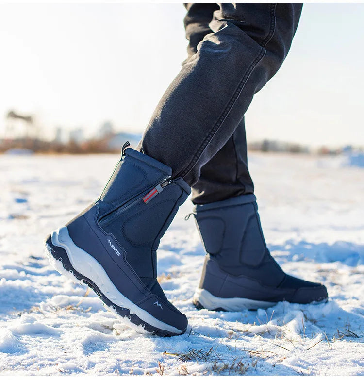 Large Size Winter Men's Boots Warm Plush Ankle Boots Sweat Wicking High-Top Warm Snow.