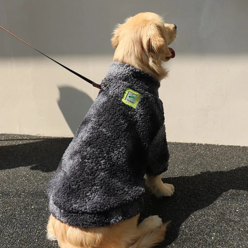 Winter Thick Big Dog Clothes Lambs Wool Jacket for Medium Large.