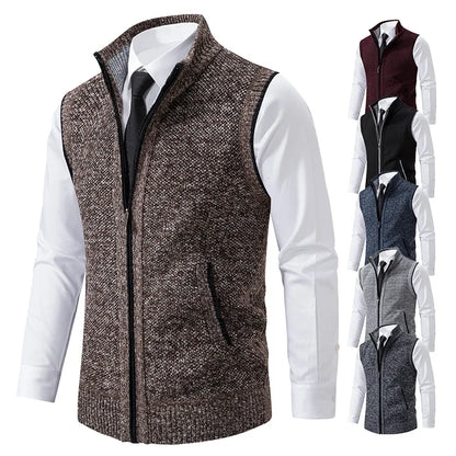 Vest Men Knitted Sleeveless Sweater Jacket Wool.