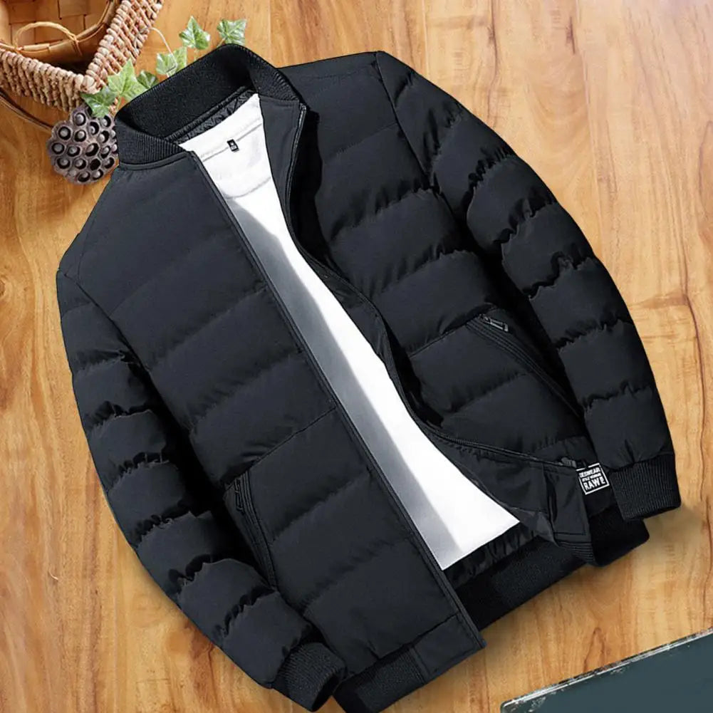 Men Jacket Cotton Padded Thick Ribbing Baseball.