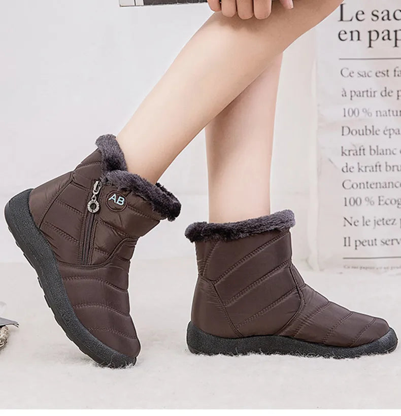 Women's Boots Women's Ankle Boots With Fur Winter Shoes Women Low Heels Winter Boots Snow Waterproof Botas Mujer Winter Footwear