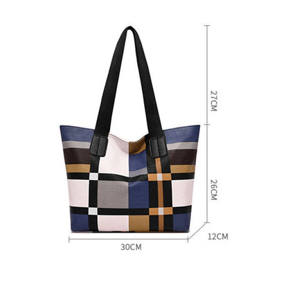 Striped plaid tote bag for women, new fashionable women's shoulder bag, handbag for women, commuting bag, big bag for women-LJX