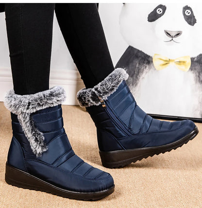 Women's Winter Boots Fur Winter Shoes For Women 2024 New Snow Boots Wedge Heels Ankle Botas Mujer Waterproof Winter Footwear