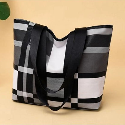 Striped plaid tote bag for women, new fashionable women's shoulder bag, handbag for women, commuting bag, big bag for women-LJX