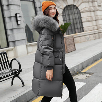 Women Coat Solid Color Thickened Padded Stuffed Hooded