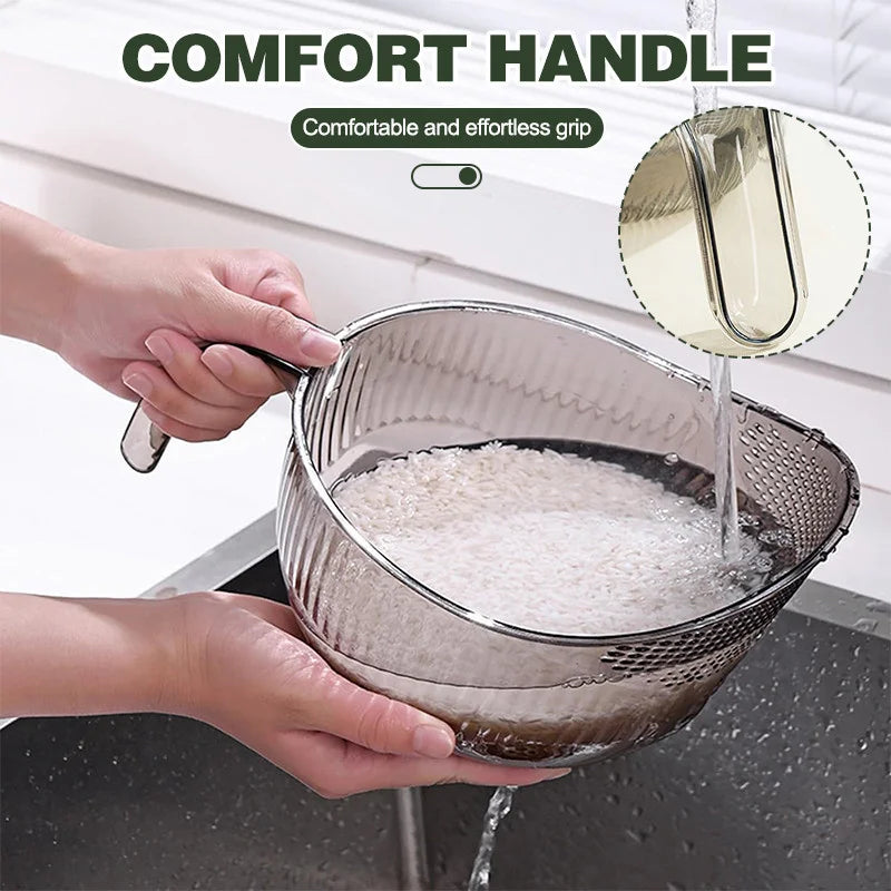 Kitchen Multi-Function Rice Washing Spoon Plastic Vegetable Basin Fruit Sieve Washing Basin Drain Basket Home Acceesories Tools