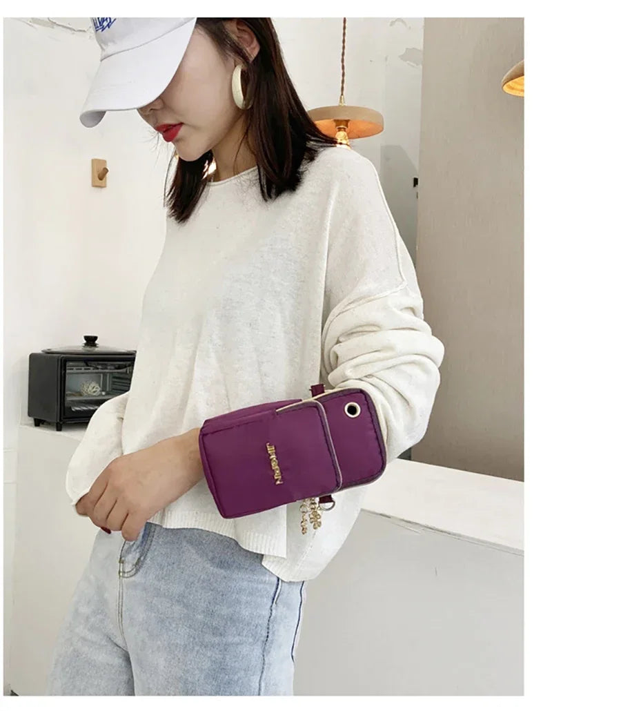 Mobile Phone Bag Women's Crossbody Mini Bags Fashion Mom Mommy Coin Bag Neck Hanging Running Cover Shoulder Bag 3 Layer Wallet