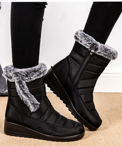 Women's Winter Boots Fur Winter Shoes For Women 2024 New Snow Boots Wedge Heels Ankle Botas Mujer Waterproof Winter Footwear