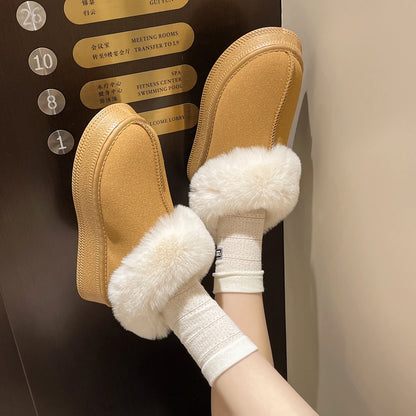 Faux Fur Winter Boots for Women  Non Slip Plush Snow Boots Woman Thick Bottom Warm Cotton Shoes Platform Botas Mujer