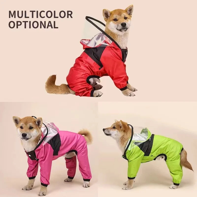 Pet Dog Raincoat The Dog Face Pet Clothes Jumpsuit Waterproof Dog.