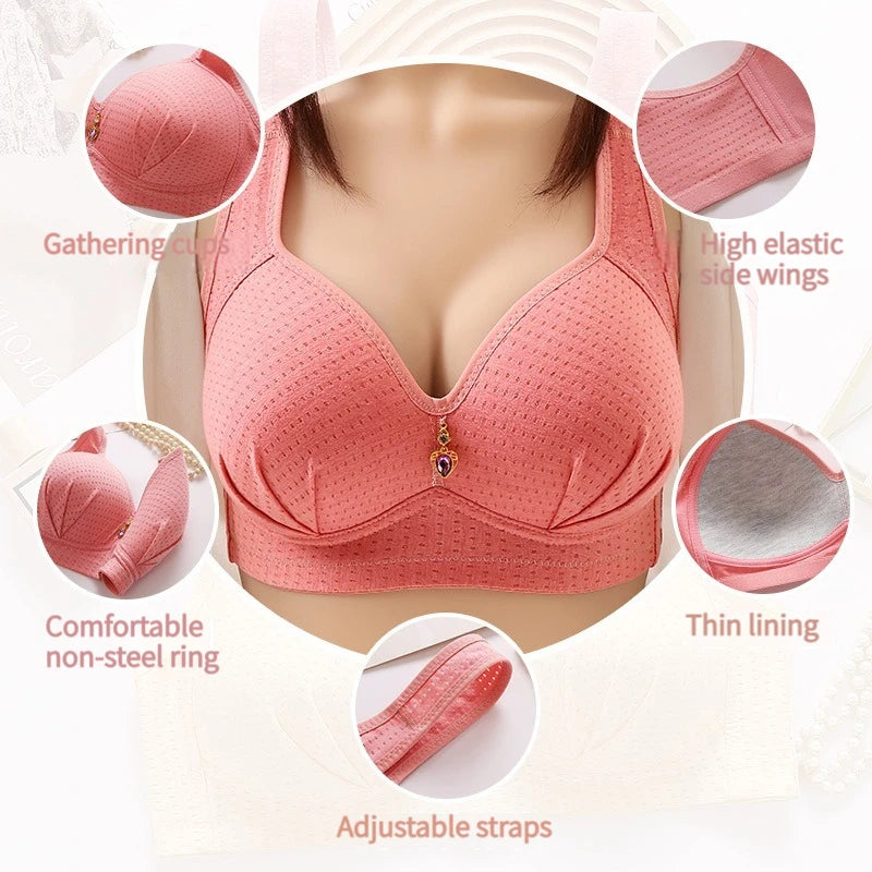 BC Cup Large Size Without Steel Ring Thin Cup Breathable Push Up Tops Bra.