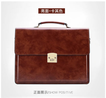 Maleta New Male Bring Password Lock Briefcase Diagonal Package Genuine Leather Computer Laptop Bag Men Messenger Luxury Handbags