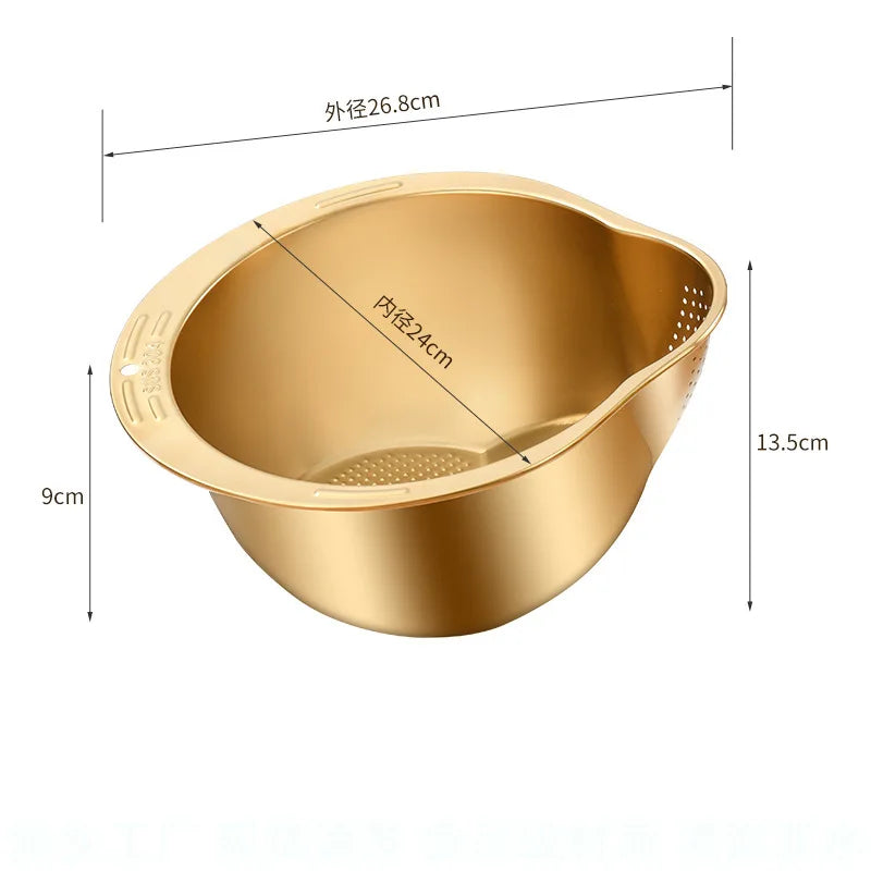 304 stainless steel drain basket Household kitchen washing rice washing dishes special drain basin filter basket